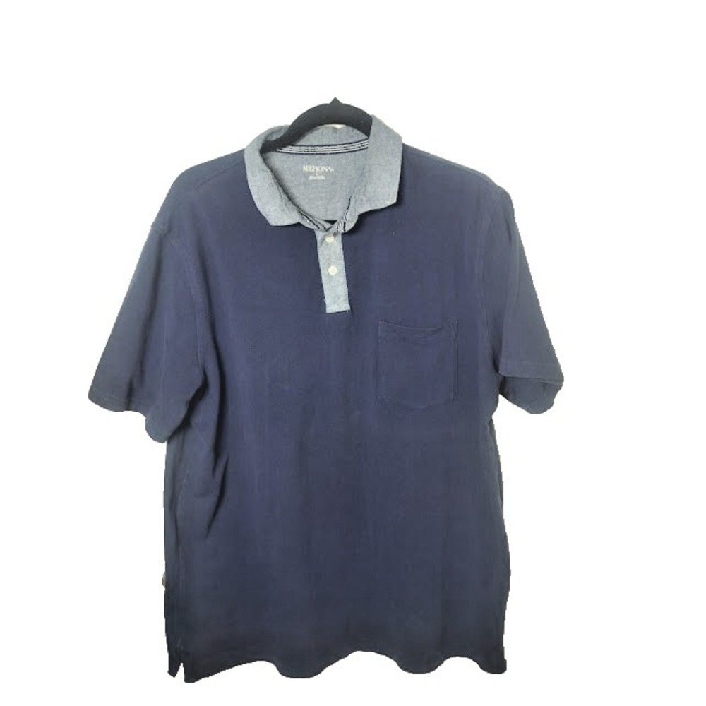 Merona Men's  Blue Short Sleeve Polo Shirt Size Large Cotton Casual